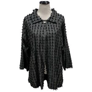 Heydari Black Silk Swiss Dot Cardigan